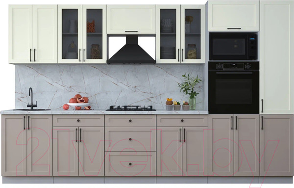 Изображение товара Кухонный гарнитур Интерлиния Тренд 3.4В (луна/белый/серый каспий)