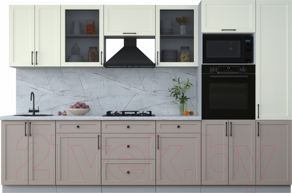 Изображение товара Кухонный гарнитур Интерлиния Тренд 3.2В (луна/белый/серый каспий)