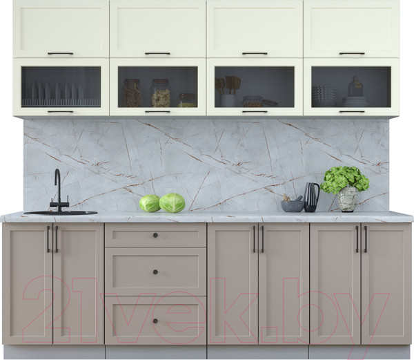Изображение товара Кухонный гарнитур Интерлиния Тренд 2.4В (луна/белый/серый каспий)
