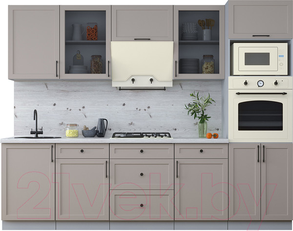 Изображение товара Кухонный гарнитур Интерлиния Тренд 2.7В (луна/луна/бискайская сосна)