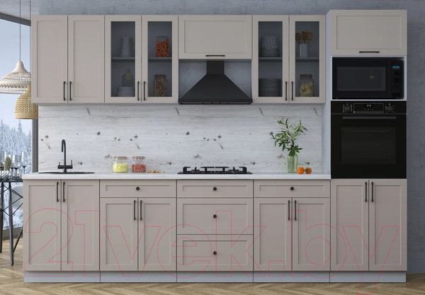 Изображение товара Кухонный гарнитур Интерлиния Тренд 3.0В (луна/луна/бискайская сосна)