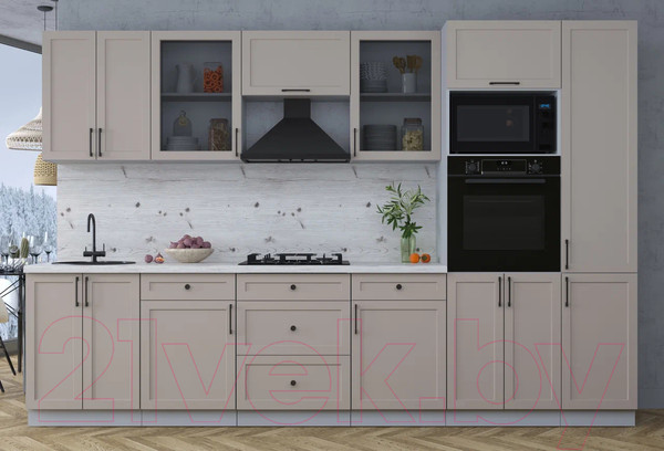 Изображение товара Кухонный гарнитур Интерлиния Тренд 3.2В (луна/луна/бискайская сосна)