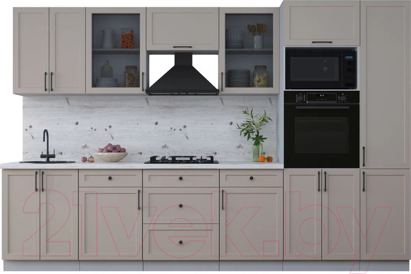 Изображение товара Кухонный гарнитур Интерлиния Тренд 3.2В (луна/луна/бискайская сосна)