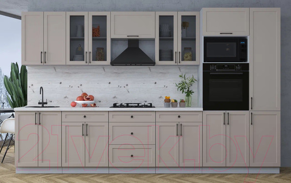 Изображение товара Кухонный гарнитур Интерлиния Тренд 3.4В (луна/луна/бискайская сосна)