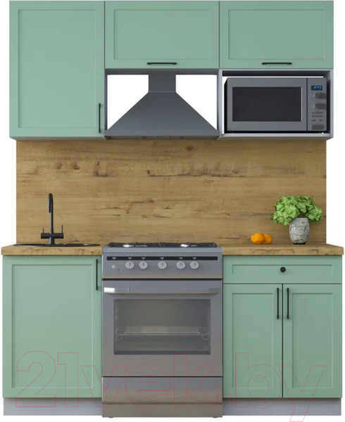 Изображение товара Кухонный гарнитур Интерлиния Тренд 1.7В (мята/мята/дуб бунратти)