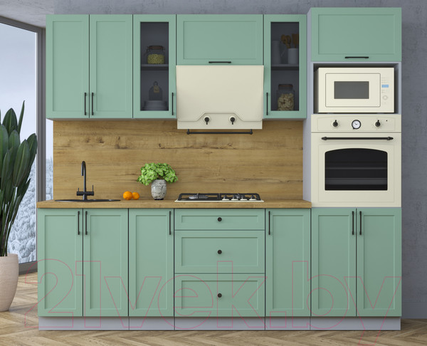 Изображение товара Кухонный гарнитур Интерлиния Тренд 2.4В (мята/мята/дуб бунратти)