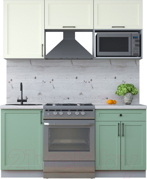 Изображение товара Кухонный гарнитур Интерлиния Тренд 1.7В (мята/белый/бискайская сосна)