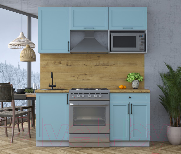 Изображение товара Кухонный гарнитур Интерлиния Тренд 1.7В (океан/океан/дуб бунратти)