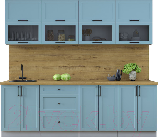 Изображение товара Кухонный гарнитур Интерлиния Тренд 2.4В (океан/океан/дуб бунратти)