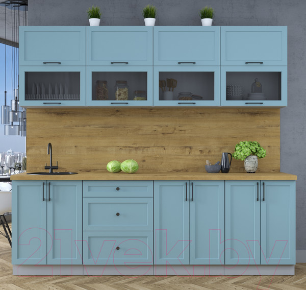 Изображение товара Кухонный гарнитур Интерлиния Тренд 2.4В (океан/океан/дуб бунратти)