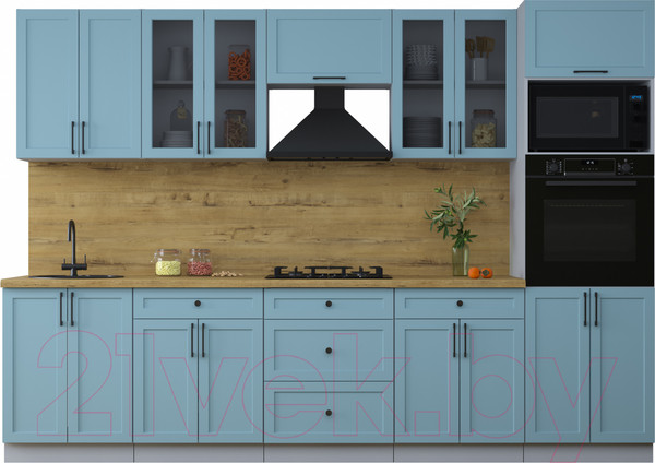 Изображение товара Кухонный гарнитур Интерлиния Тренд 3.0В (океан/океан/дуб бунратти)
