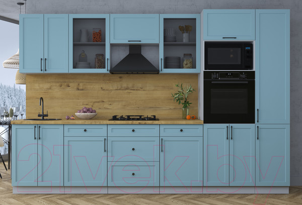 Изображение товара Кухонный гарнитур Интерлиния Тренд 3.2В (океан/океан/дуб бунратти)