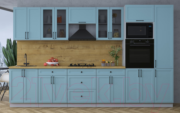 Изображение товара Кухонный гарнитур Интерлиния Тренд 3.4В (океан/океан/дуб бунратти)