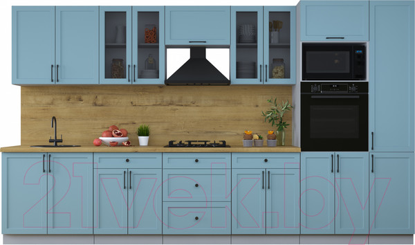 Изображение товара Кухонный гарнитур Интерлиния Тренд 3.6В (океан/океан/дуб бунратти)