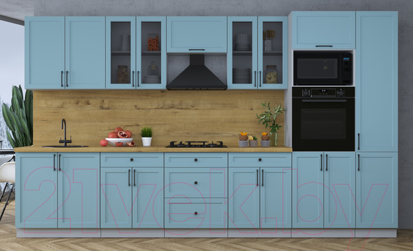 Изображение товара Кухонный гарнитур Интерлиния Тренд 3.6В (океан/океан/дуб бунратти)