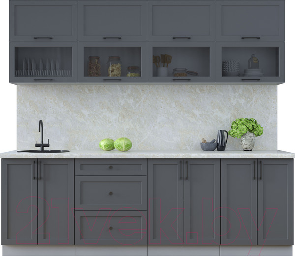 Изображение товара Кухонный гарнитур Интерлиния Тренд 2.4В (пепел/пепел/опал светлый)