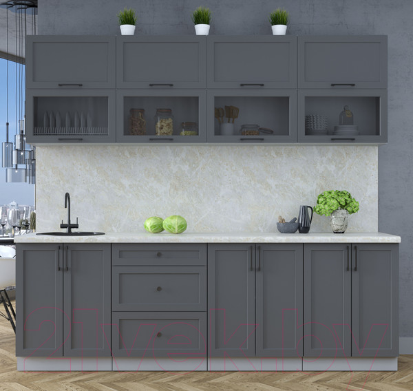 Изображение товара Кухонный гарнитур Интерлиния Тренд 2.4В (пепел/пепел/опал светлый)