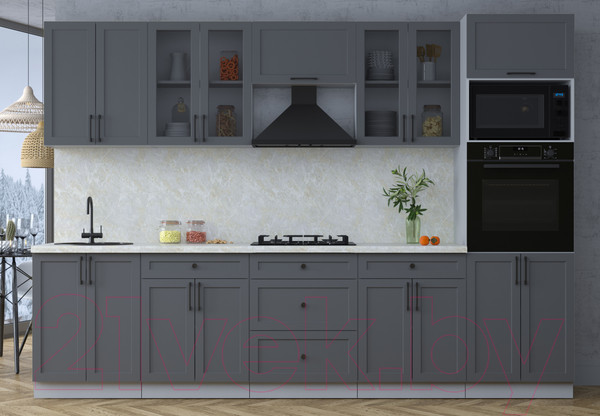 Изображение товара Кухонный гарнитур Интерлиния Тренд 3.0В (пепел/пепел/опал светлый)
