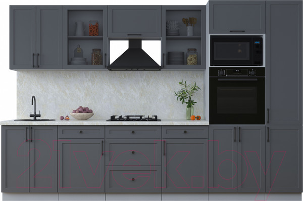 Изображение товара Кухонный гарнитур Интерлиния Тренд 3.2В (пепел/пепел/опал светлый)