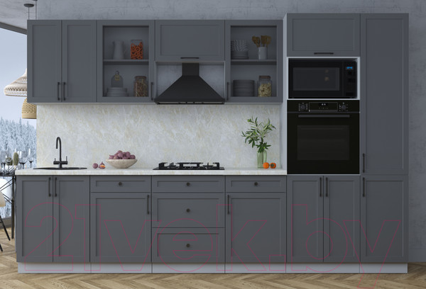 Изображение товара Кухонный гарнитур Интерлиния Тренд 3.2В (пепел/пепел/опал светлый)