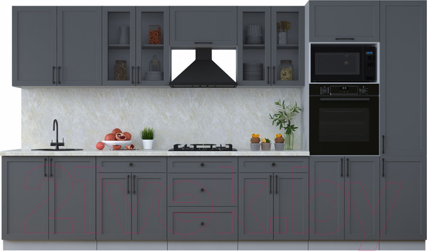 Изображение товара Кухонный гарнитур Интерлиния Тренд 3.6В (пепел/пепел/опал светлый)