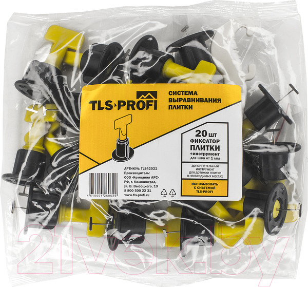 Изображение товара Фиксаторы для выравнивания плитки TLS-Profi Фиксатор 1мм / TLSZA142022 (20шт)