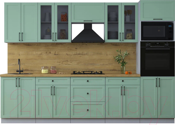 Изображение товара Кухонный гарнитур Интерлиния Тренд 3.0В (мята/мята/дуб бунратти)
