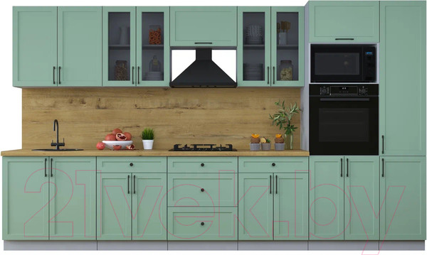 Изображение товара Кухонный гарнитур Интерлиния Тренд 3.6В (мята/мята/дуб бунратти)