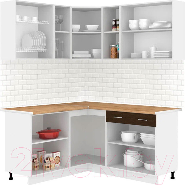 Изображение товара Кухонный гарнитур Кортекс-мебель Корнелия Лира 1.5x1.7 (дуб сонома/венге/дуб бунратти)