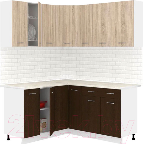 Изображение товара Кухонный гарнитур Кортекс-мебель Корнелия Лира 1.5x1.7 (дуб сонома/венге/королевский опал)