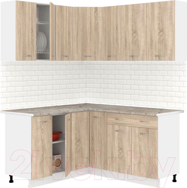 Изображение товара Кухонный гарнитур Кортекс-мебель Корнелия Лира 1.5x1.7 (дуб сонома/марсель)