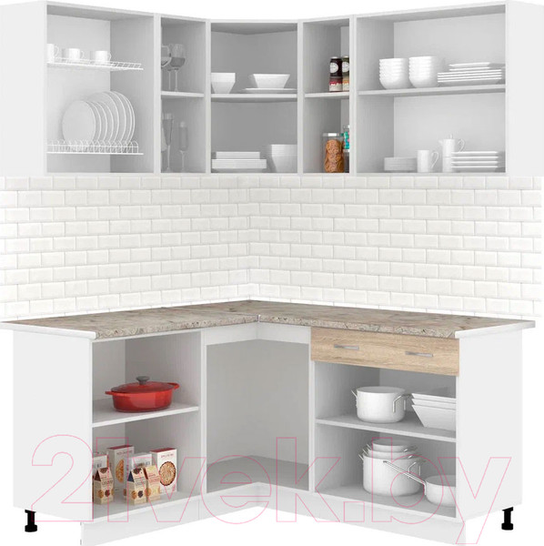 Изображение товара Кухонный гарнитур Кортекс-мебель Корнелия Лира 1.5x1.7 (дуб сонома/марсель)