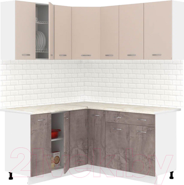 Изображение товара Кухонный гарнитур Кортекс-мебель Корнелия Лира 1.5x1.7 (капучино/оникс/королевский опал)
