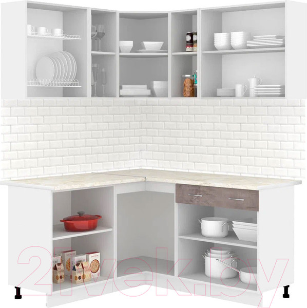 Изображение товара Кухонный гарнитур Кортекс-мебель Корнелия Лира 1.5x1.7 (капучино/оникс/королевский опал)