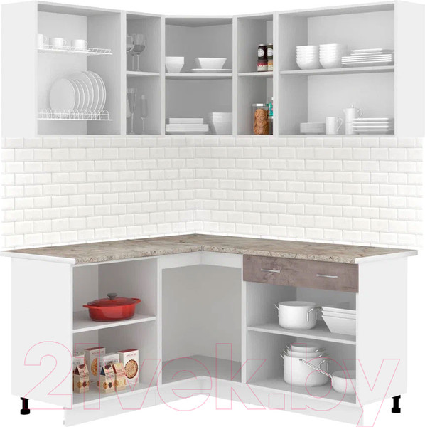 Изображение товара Кухонный гарнитур Кортекс-мебель Корнелия Лира 1.5x1.7 (капучино/оникс/марсель)