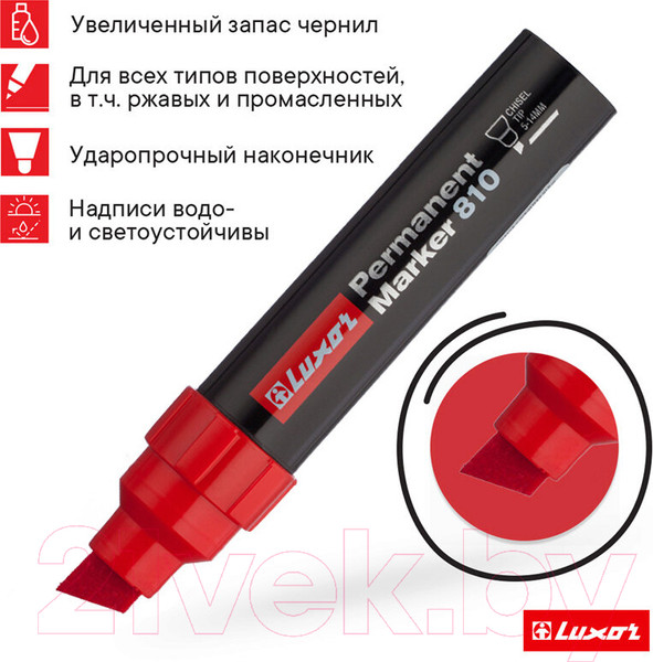 Изображение товара Маркер перманентный Luxor 810 / 3173 (красный)