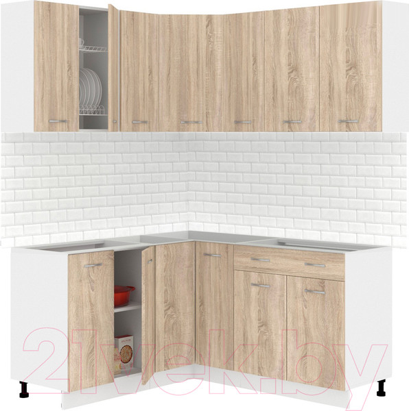 Изображение товара Кухонный гарнитур Кортекс-мебель Корнелия Лира 1.5x1.7 без столешницы (дуб сонома)