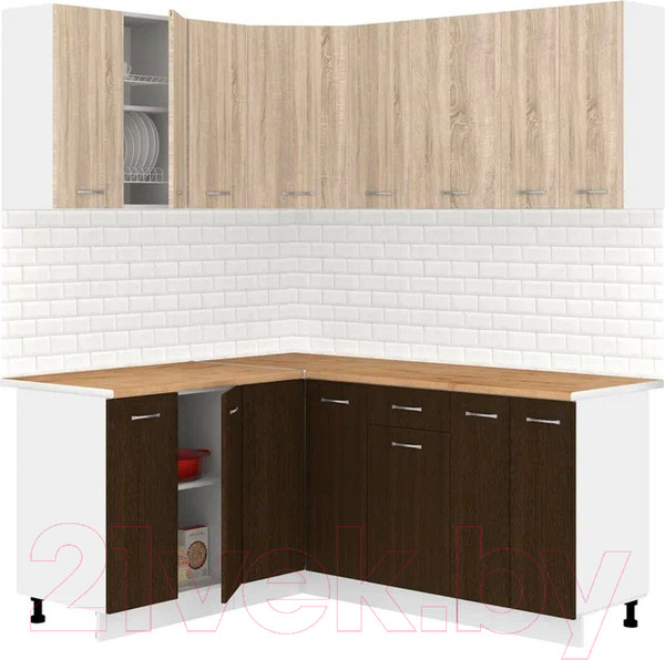 Изображение товара Кухонный гарнитур Кортекс-мебель Корнелия Лира 1.5x1.8 (дуб сонома/венге/дуб бунратти)