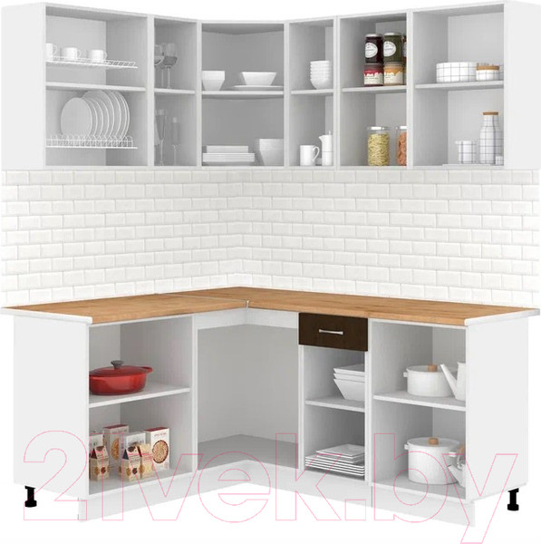 Изображение товара Кухонный гарнитур Кортекс-мебель Корнелия Лира 1.5x1.8 (дуб сонома/венге/дуб бунратти)