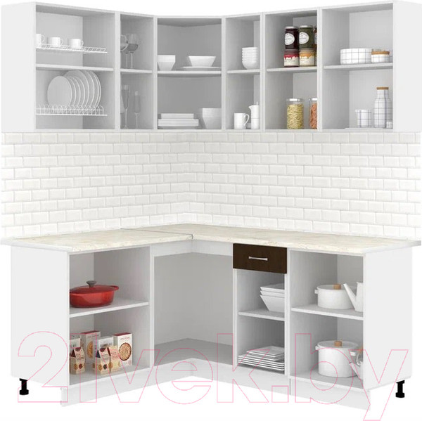 Изображение товара Кухонный гарнитур Кортекс-мебель Корнелия Лира 1.5x1.8 (дуб сонома/венге/королевский опал)