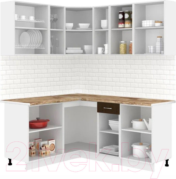 Изображение товара Кухонный гарнитур Кортекс-мебель Корнелия Лира 1.5x1.8 (дуб сонома/венге/мадрид)