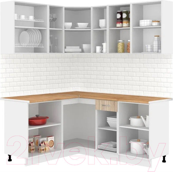 Изображение товара Кухонный гарнитур Кортекс-мебель Корнелия Лира 1.5x1.8 (дуб сонома/дуб бунратти)