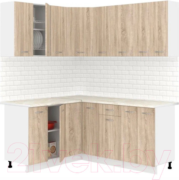 Изображение товара Кухонный гарнитур Кортекс-мебель Корнелия Лира 1.5x1.8 (дуб сонома/королевский опал)