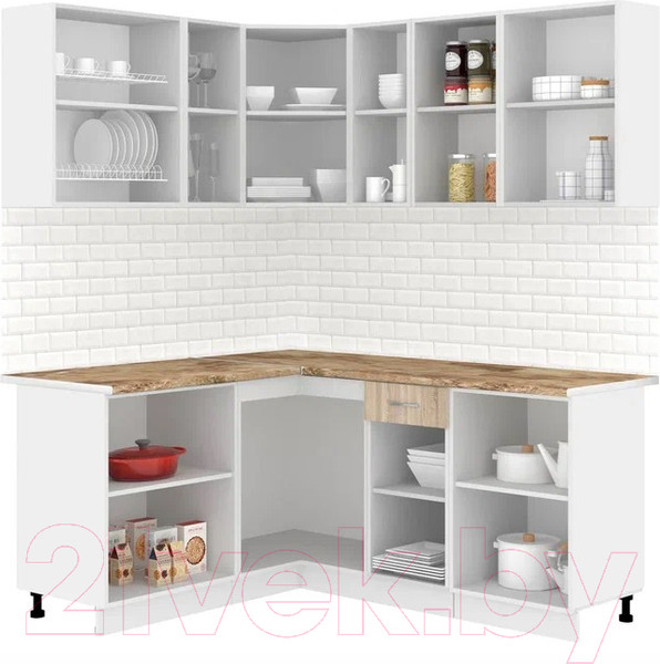 Изображение товара Кухонный гарнитур Кортекс-мебель Корнелия Лира 1.5x1.8 (дуб сонома/мадрид)