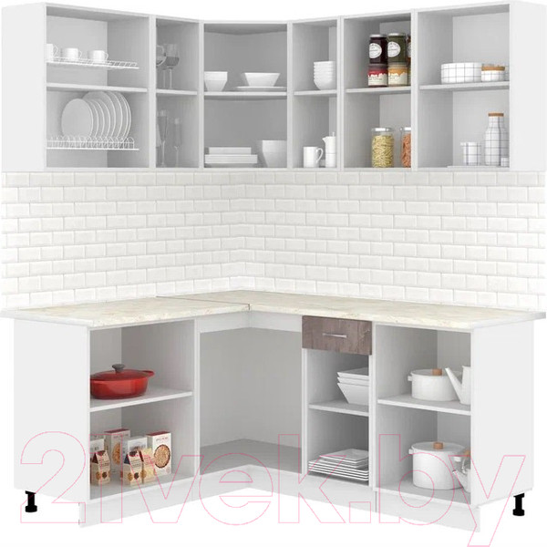 Изображение товара Кухонный гарнитур Кортекс-мебель Корнелия Лира 1.5x1.8 (капучино/оникс/королевский опал)