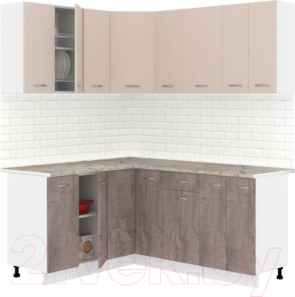 Изображение товара Кухонный гарнитур Кортекс-мебель Корнелия Лира 1.5x1.8 (капучино/оникс/марсель)