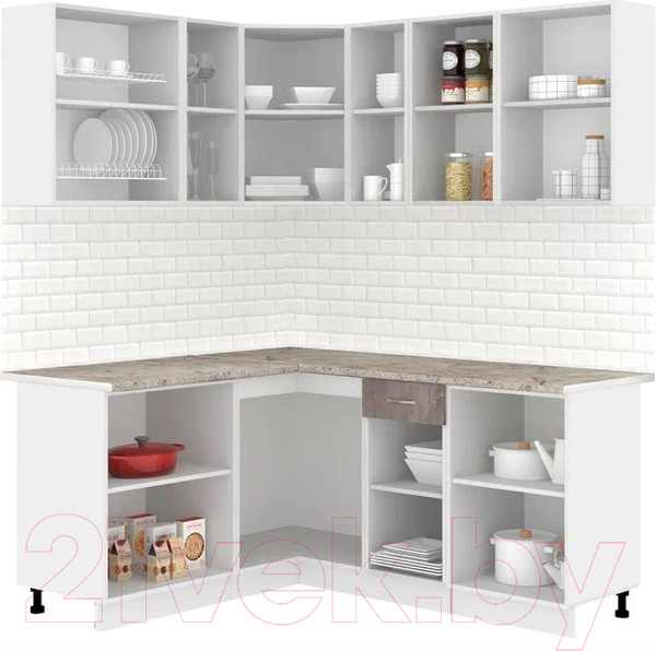 Изображение товара Кухонный гарнитур Кортекс-мебель Корнелия Лира 1.5x1.8 (капучино/оникс/марсель)