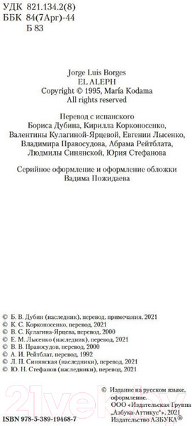 Изображение товара Книга Азбука Алеф (Борхес Х.)