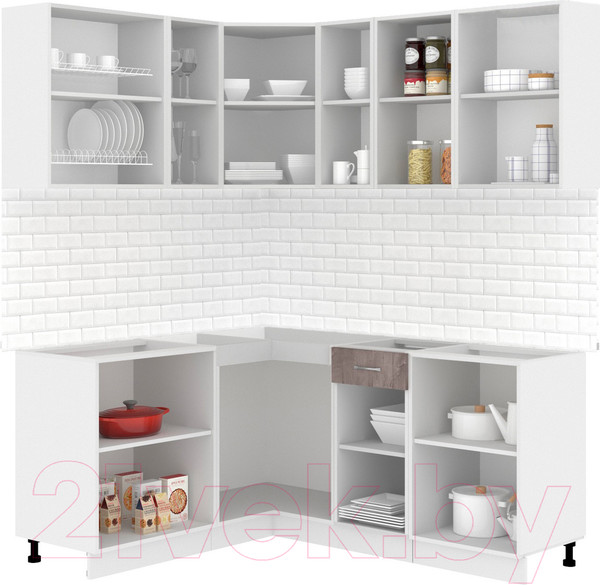 Изображение товара Кухонный гарнитур Кортекс-мебель Корнелия Лира 1.5x1.8 без столешницы (капучино/оникс)