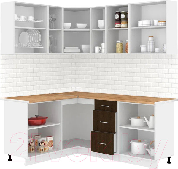Изображение товара Кухонный гарнитур Кортекс-мебель Корнелия Лира 1.5x1.9 (дуб сонома/венге/дуб бунратти)